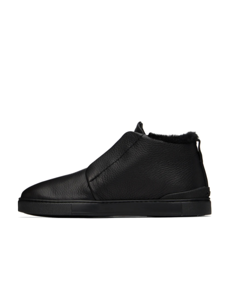 Zegna Logo Casual Sports Shoes In Black