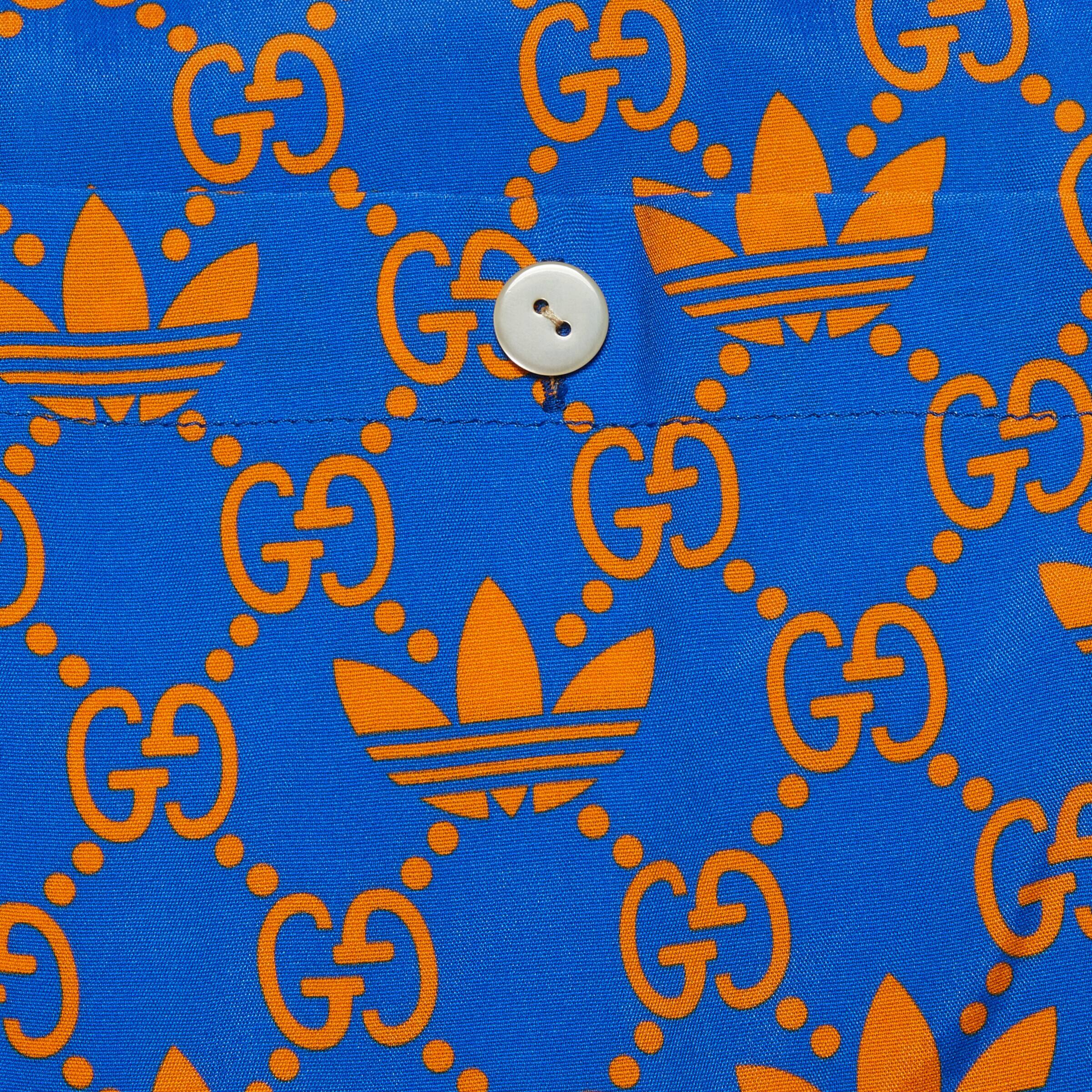 Gucci X Adidas Clover Printed Shorts In Blue