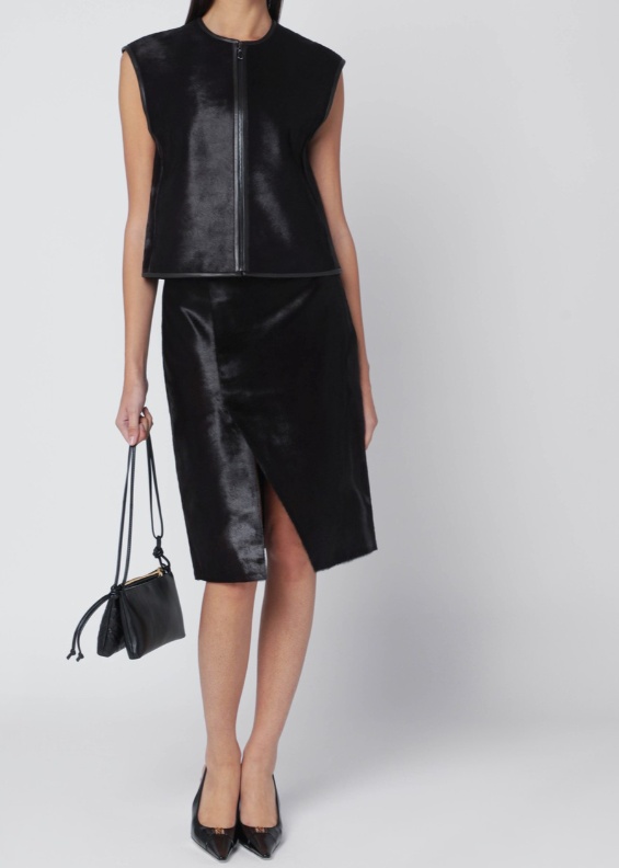 Loulou Studio Skirt In Pony-effect Leather In Black