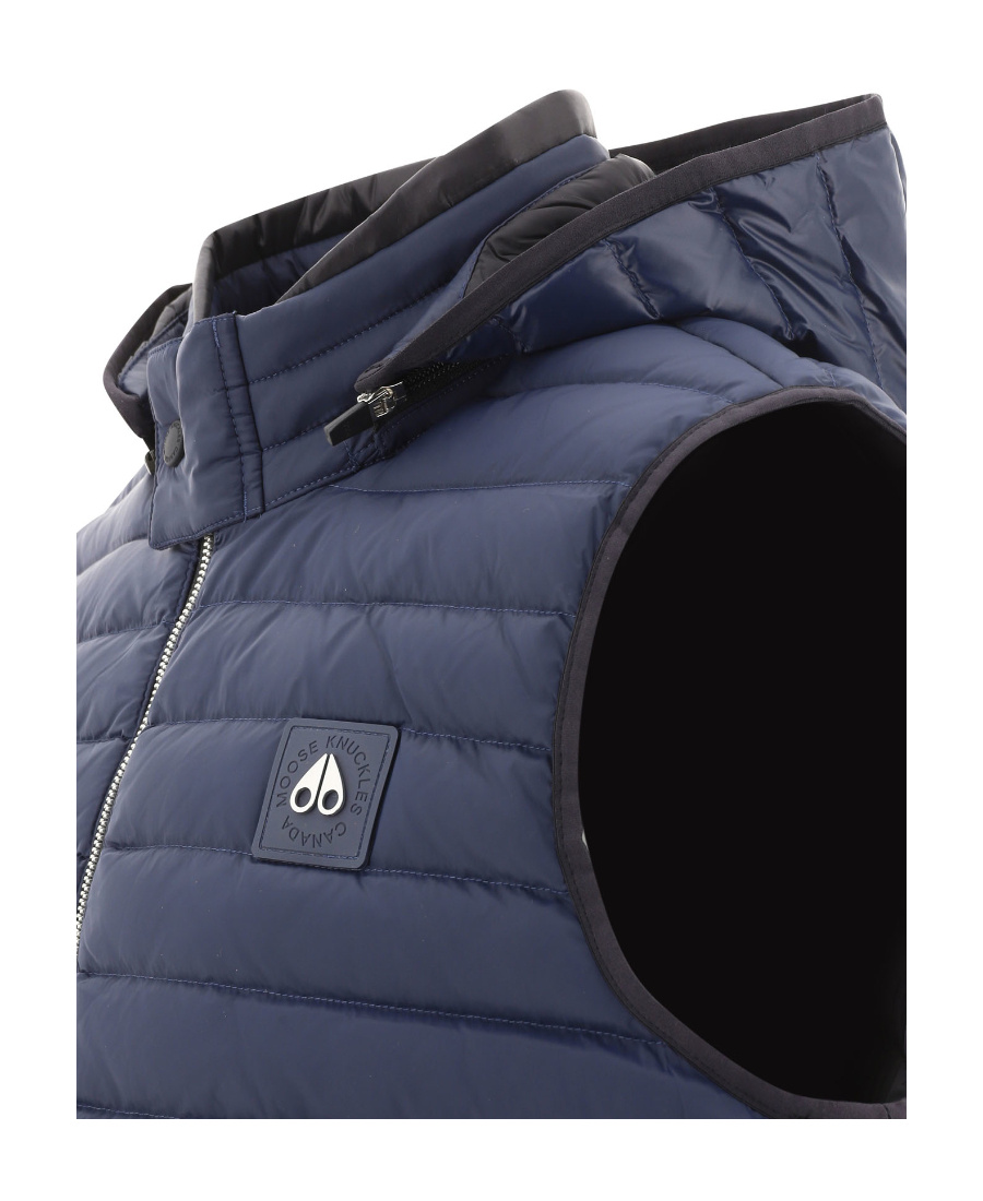 Moose Knuckles Zip-up Hooded Gilet In Blue