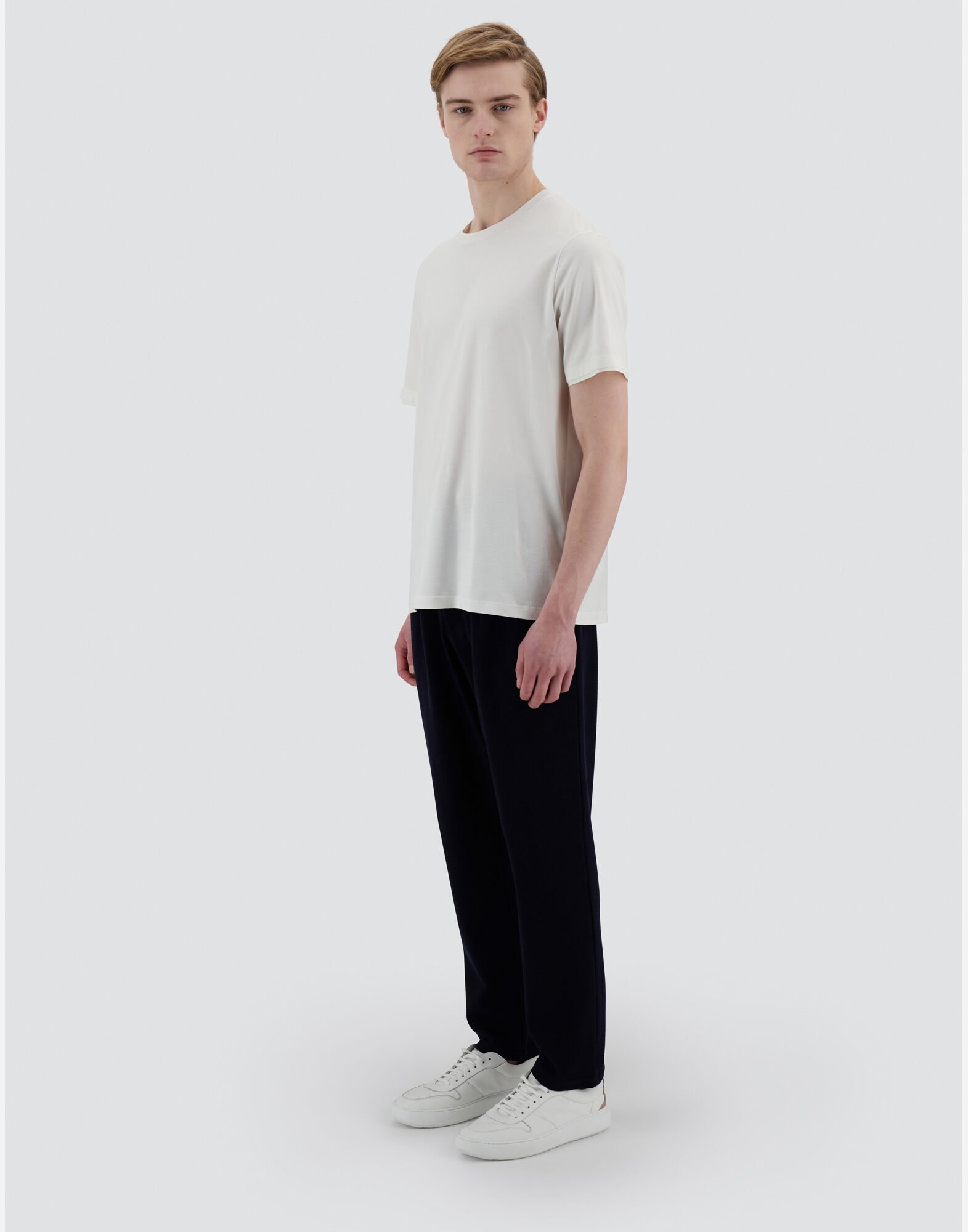 Herno Men Resort T-shirt In Cotton And Light Stretch Nylon In White