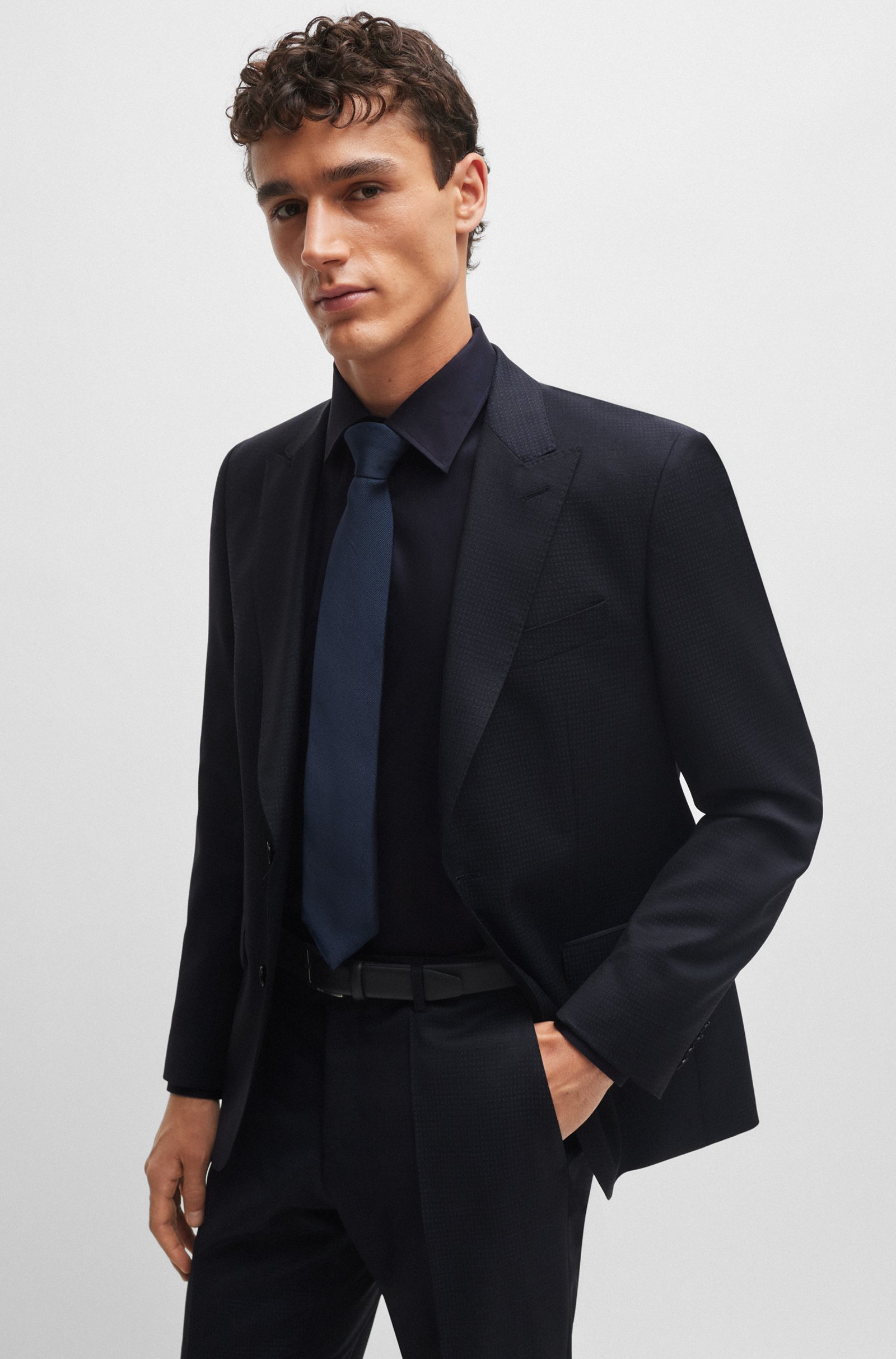 Hugo Boss Single-breasted Virgin Wool Suit In Black