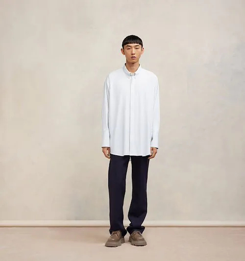 Ami Alexandre Mattiussi Striped Button Collar Shirt In White
