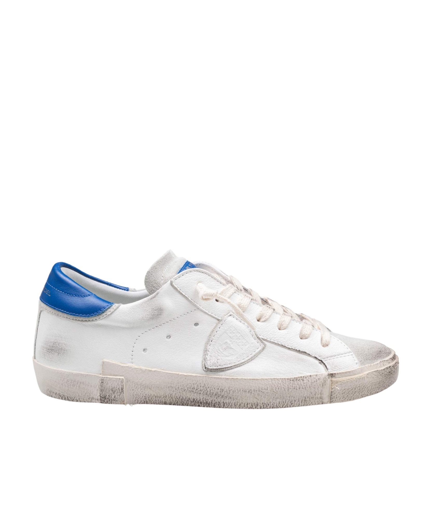 Philippe Model Prsx Low Sneakers In Leather Color White And Bluette In White