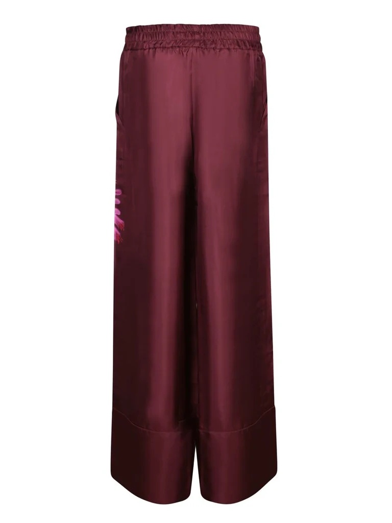 Pierre-louis Mascia Wide-leg Bordeaux Trousers With Floral Print