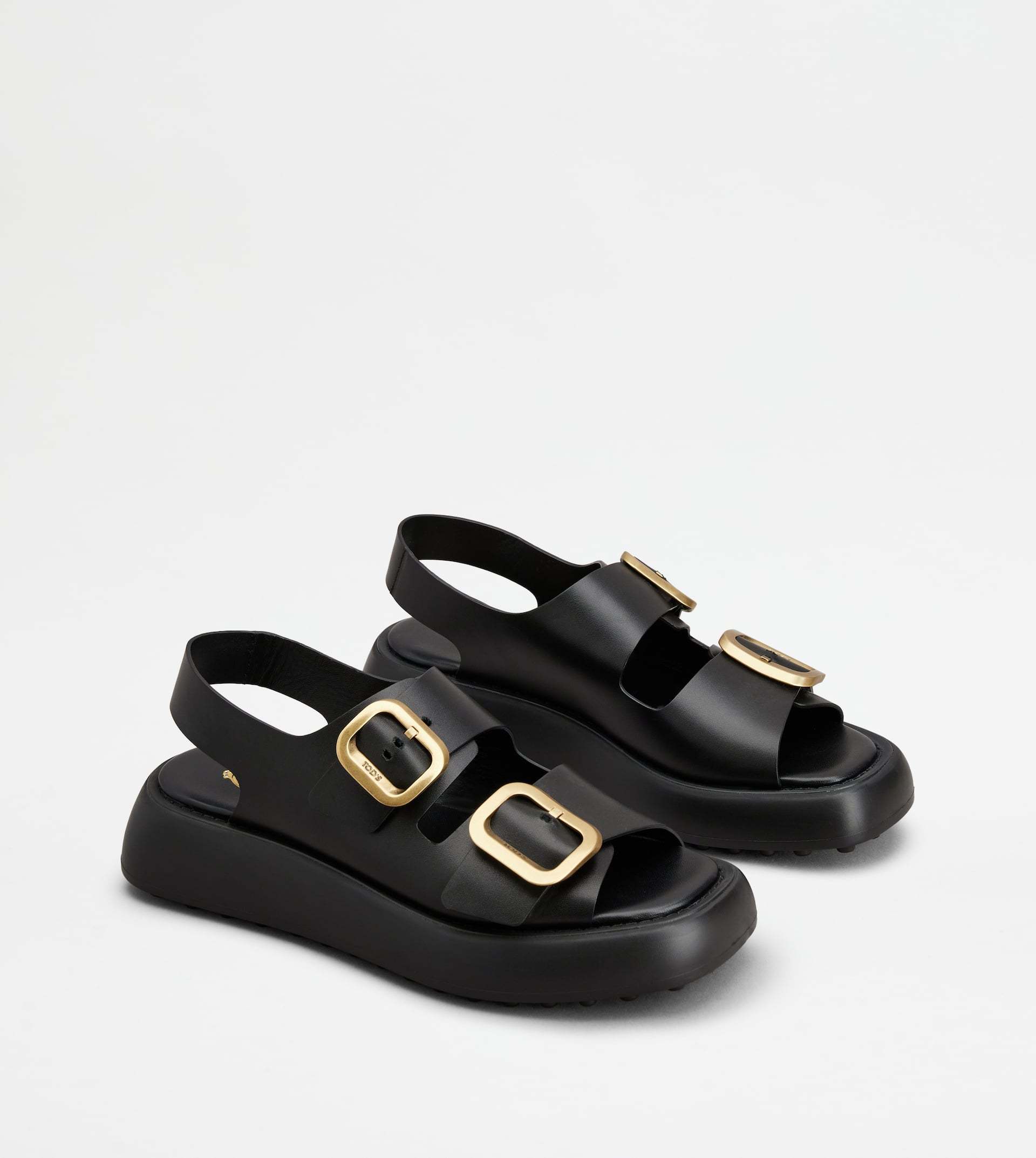 Tod's Logo Sandals In Black