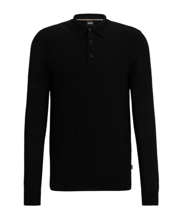 HUGO BOSS COLLARLESS VIRGIN WOOL-BLEND TOP