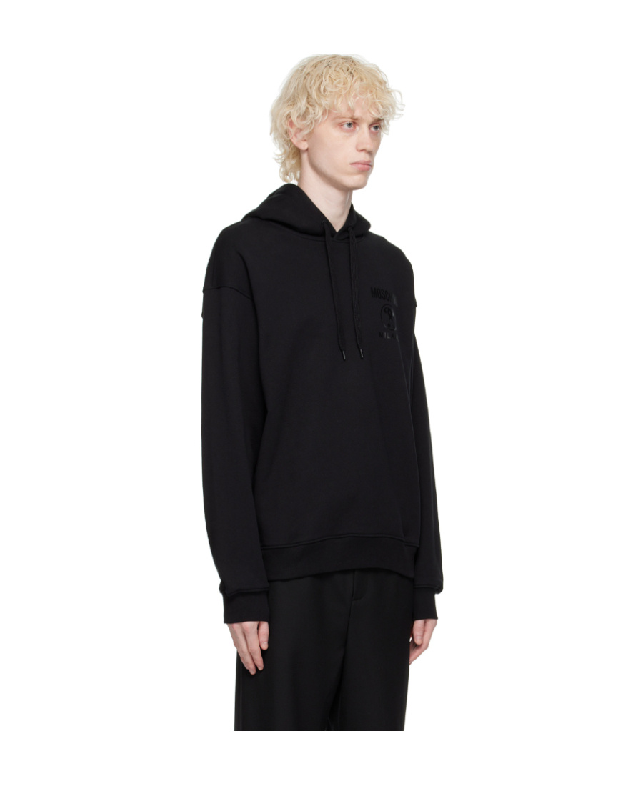 Moschino Black Double Question Mark Hoodie In Black