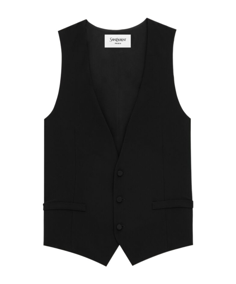 Saint Laurent V-neck Vest In Black