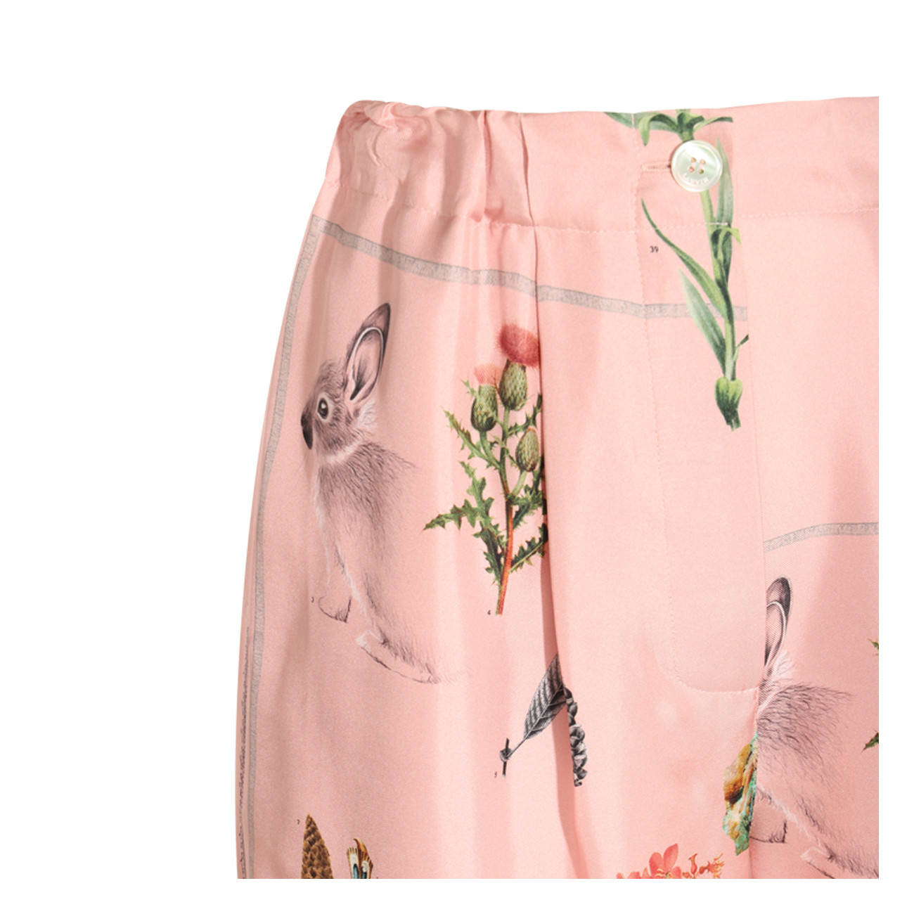 Lanvin Botanica-print Wide-leg Silk Trousers In Pink