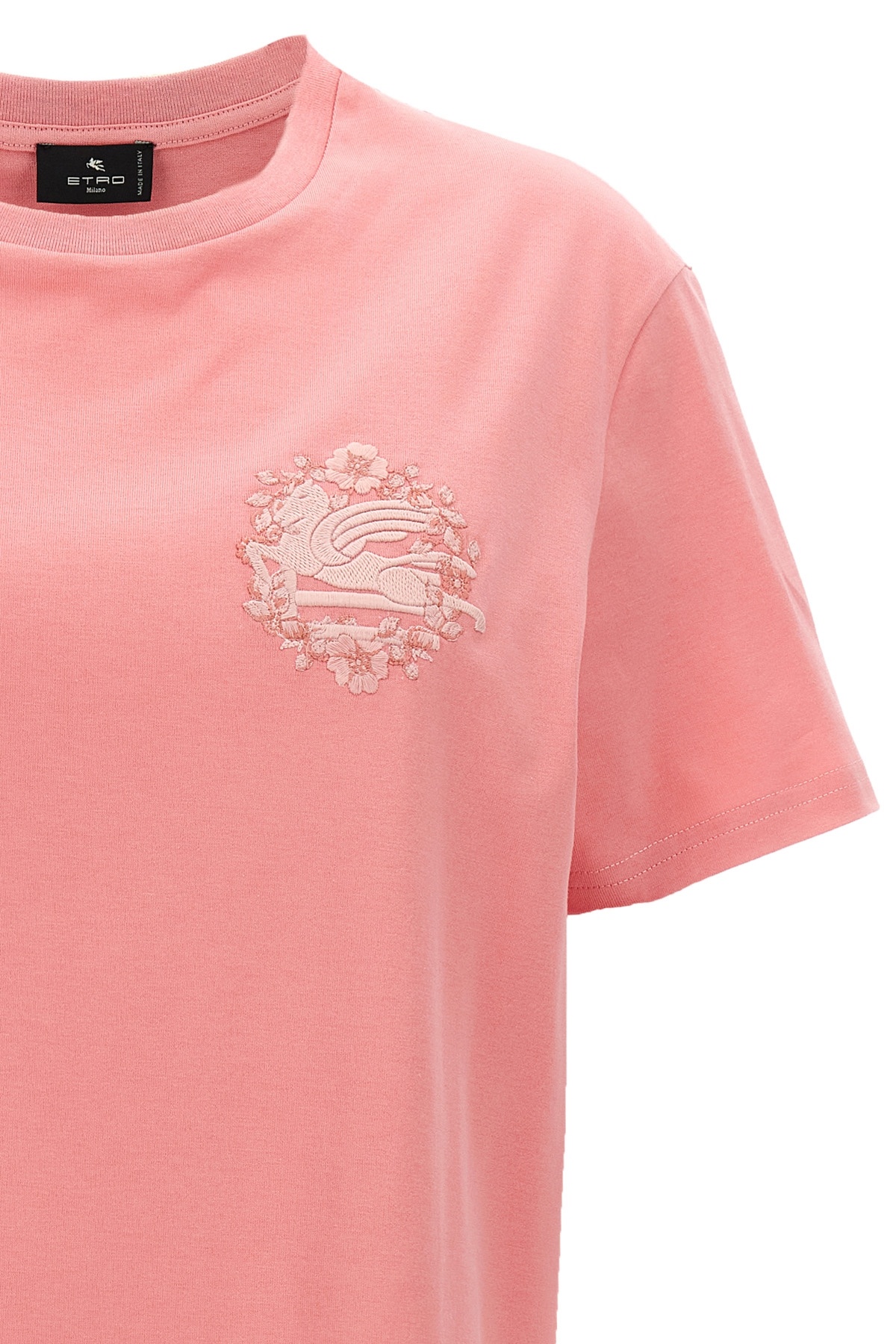 Etro Light Pink Logo Embroidery T-shirt In Pink