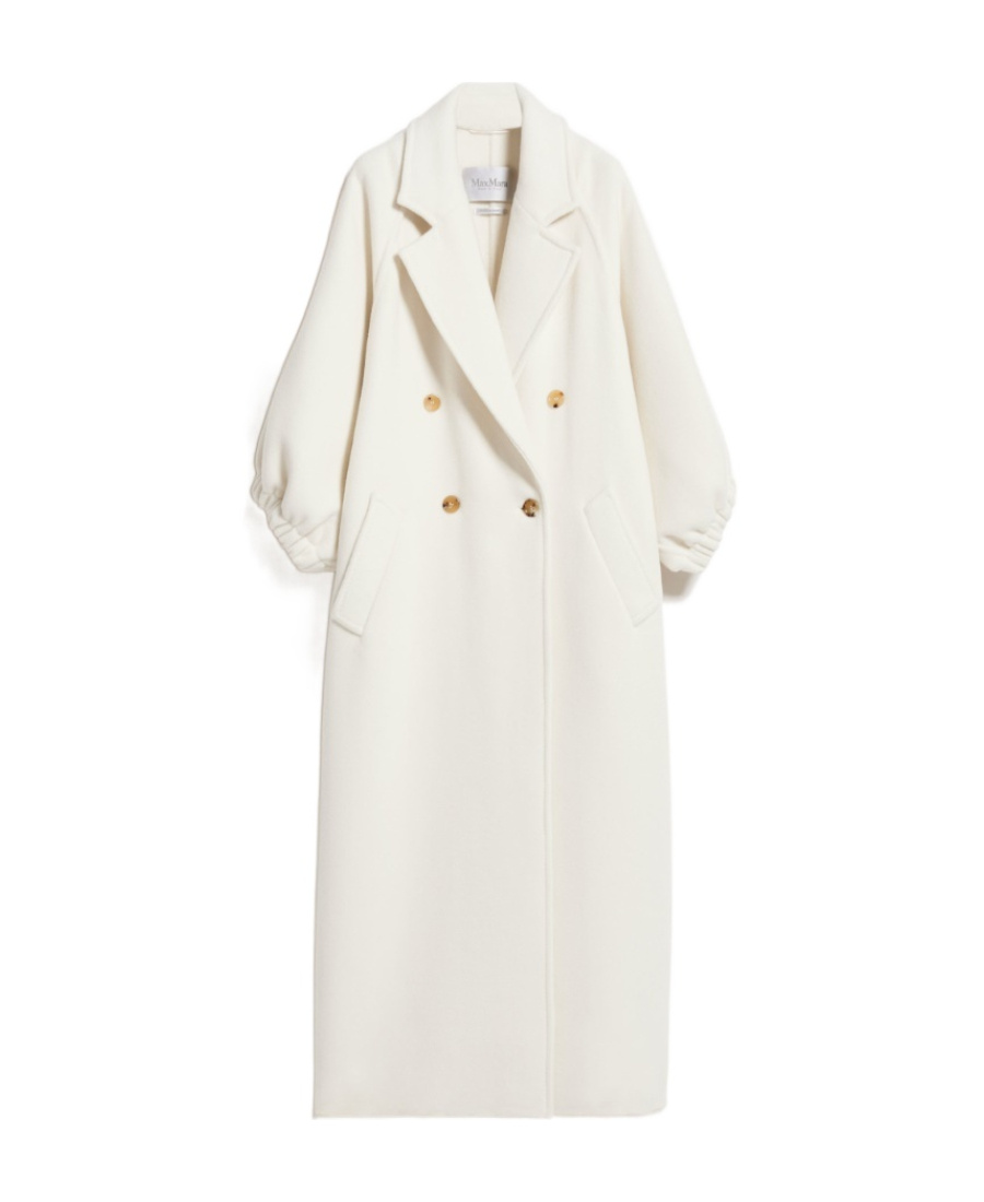 Max Mara Double-breasted Long Coat In White