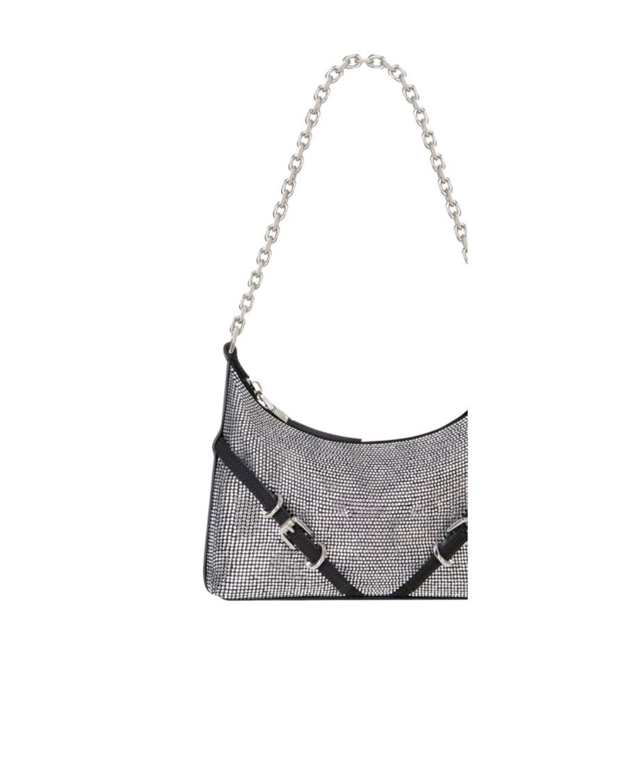 Givenchy Voyou Party Bag In Black Satin With Rhinestones In Black