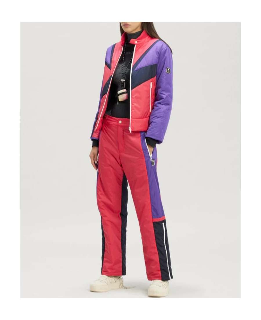 Palm Angels Thunderbolt Color-block Padded Ski Jacket In Pink
