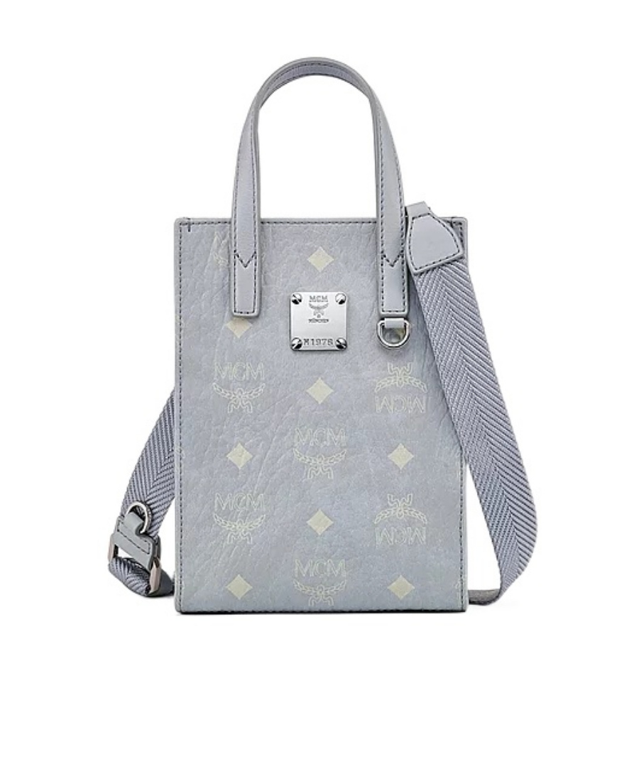 Mcm Aren Visetos Shoulder Bag In Gray