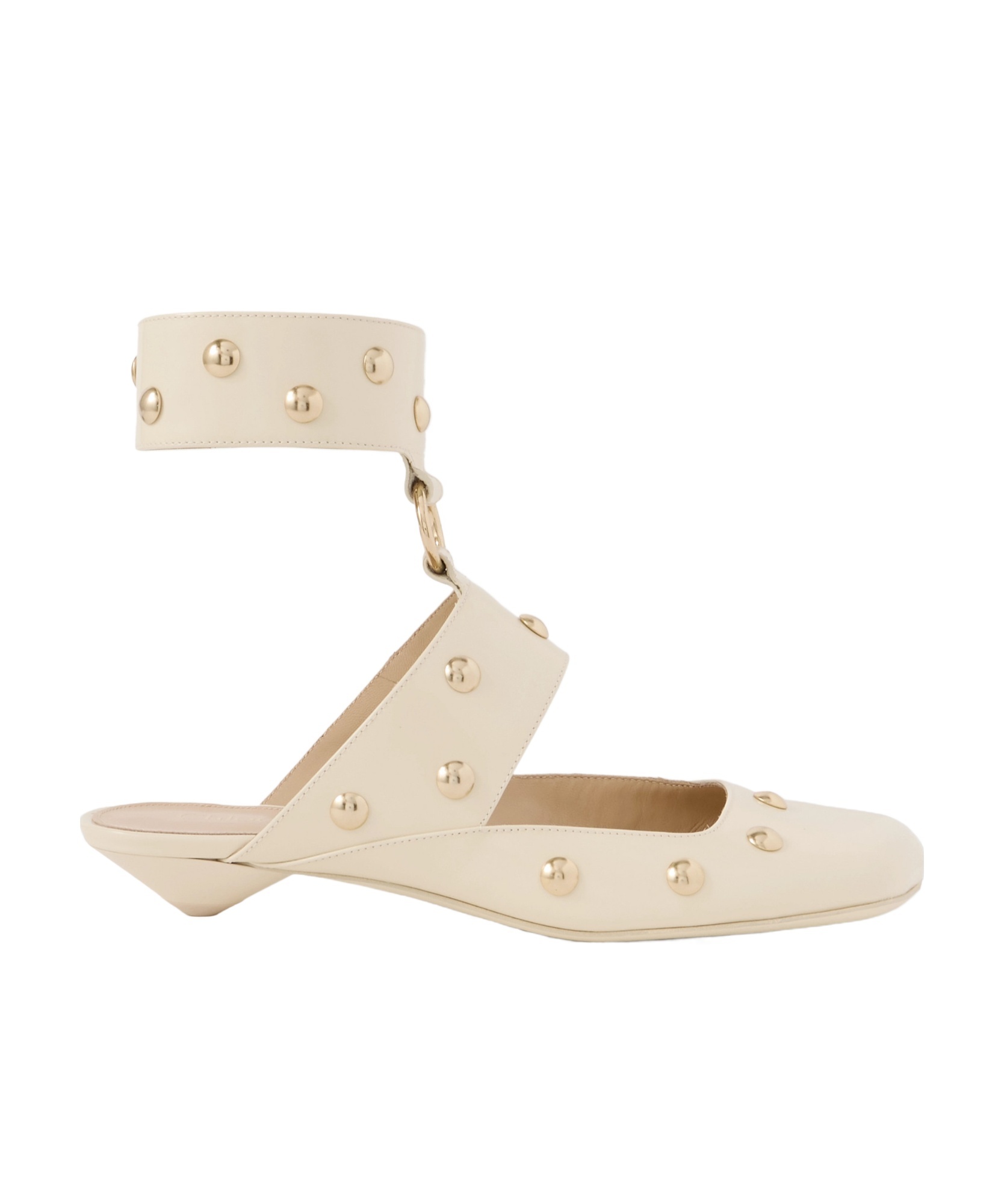 Chloé Jade Studded Leather Mules In Cream