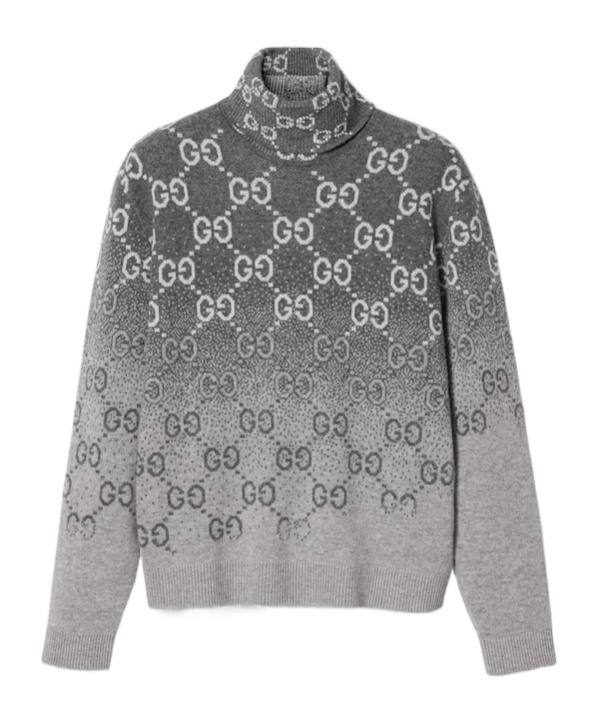 Gucci Men Embroidered Wool Sweater In Gray