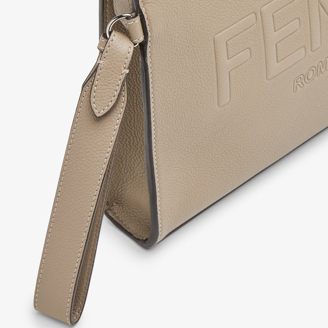Fendi Logo Embossed Zipped Pouch In Nude