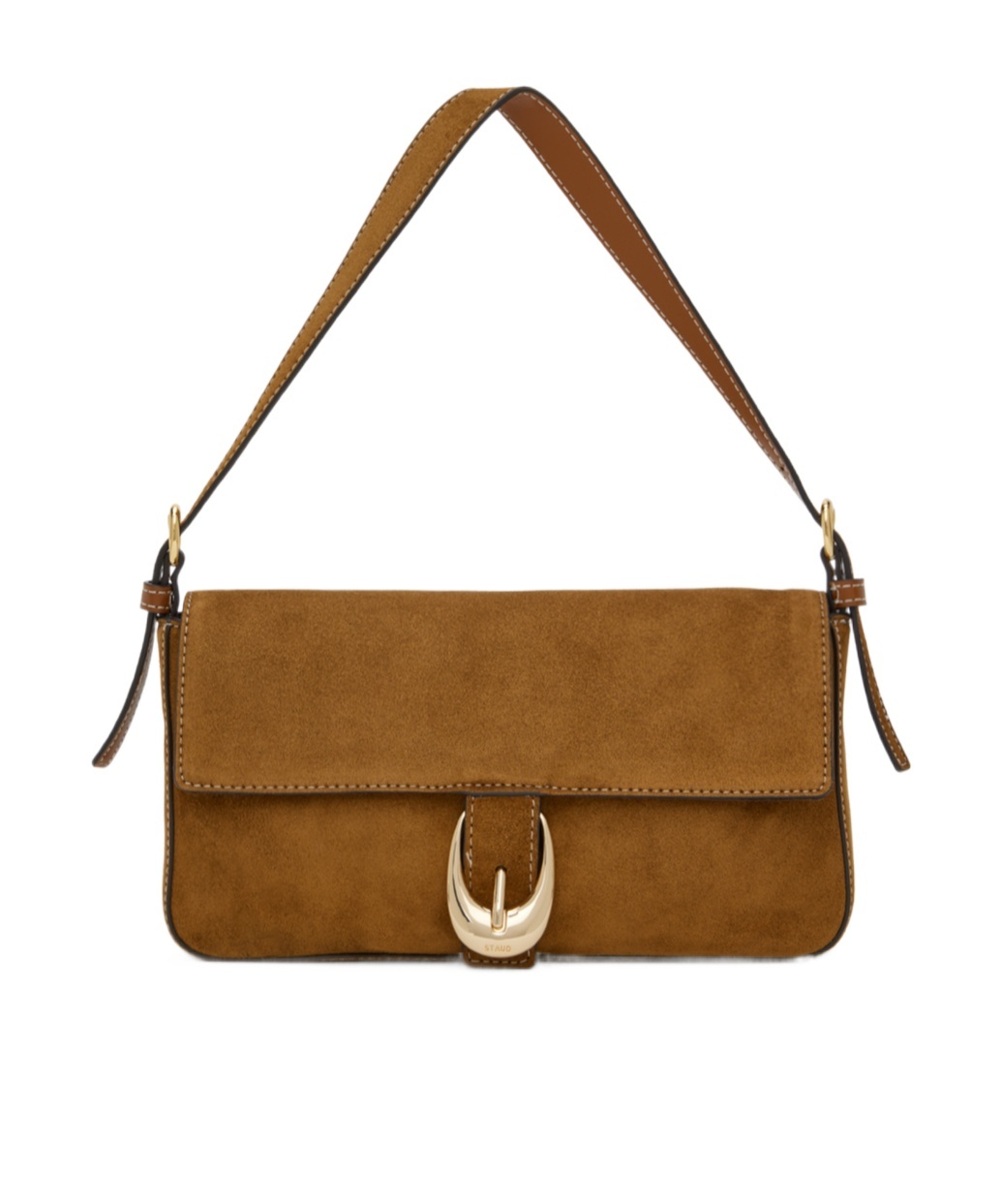 Staud Shoulder Bag With Adjustable Strap And Gold-tone Hardware In Tan