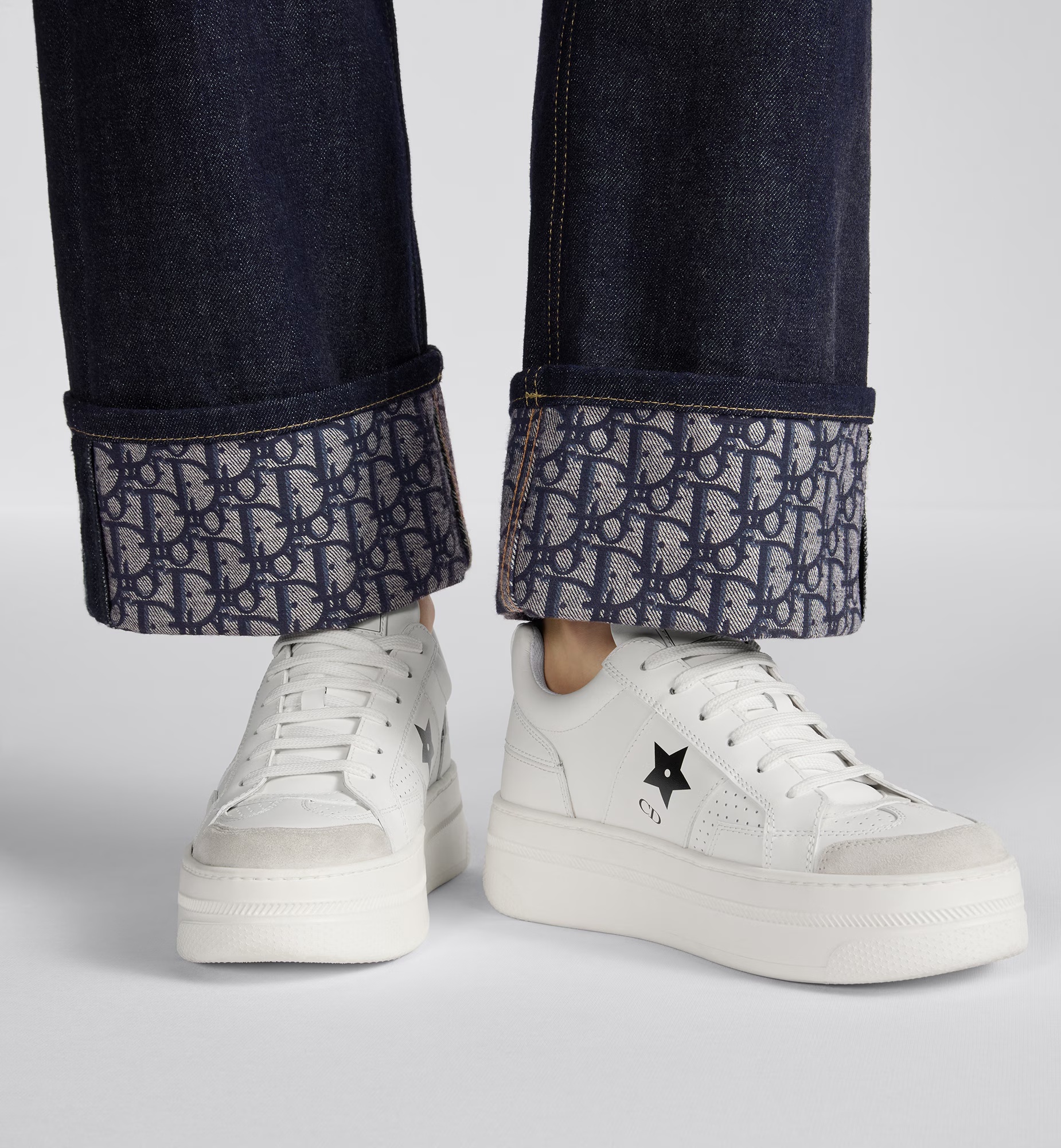 Dior Star Platform Sneakers In White