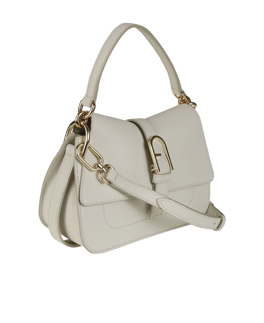 Furla Logo-buckle Leather Shoulder Bag In White