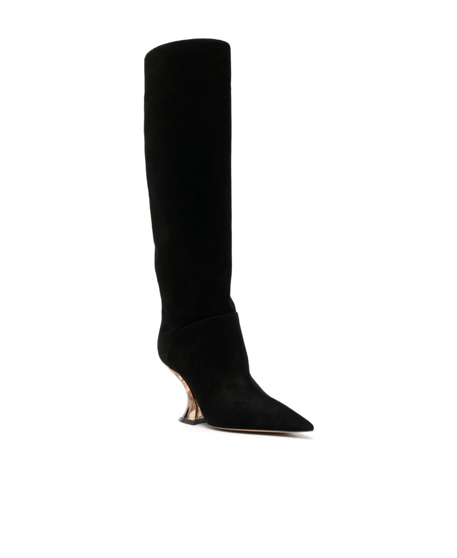 Casadei Elodie 85mm Knee-length Suede Boots In Black