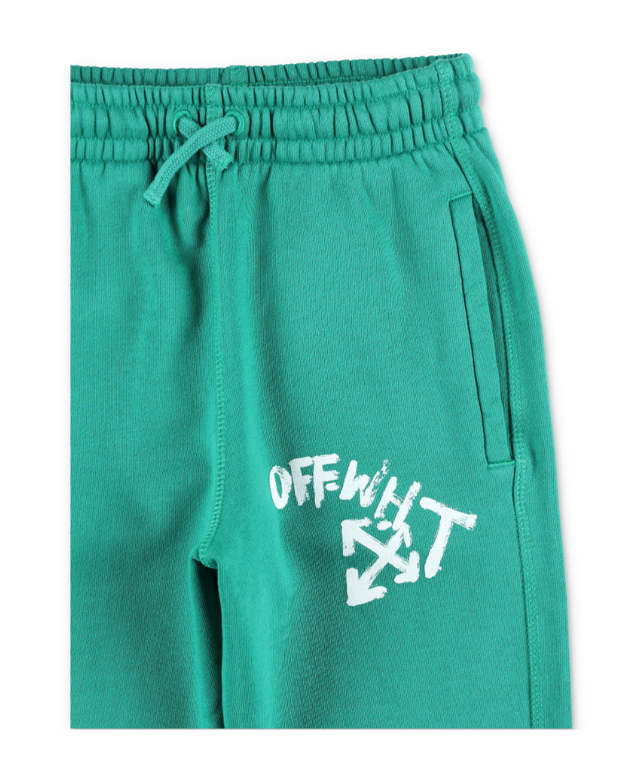 Off-white Paint Script Cotton Track Pants In Green