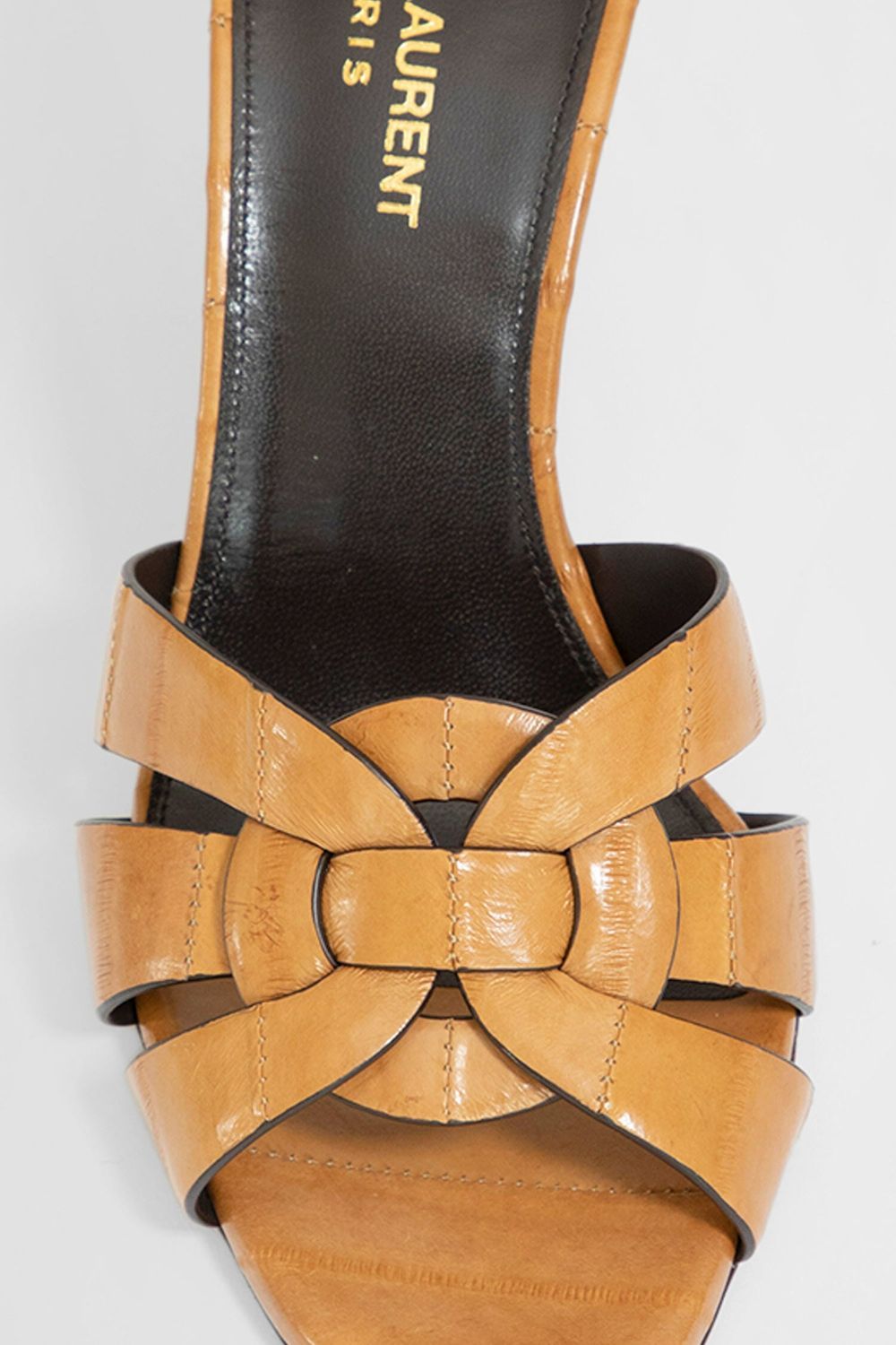 Saint Laurent Tribute Mule Sandal In Brown