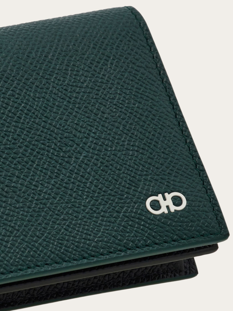 Ferragamo Gancini Business Card Case In Green