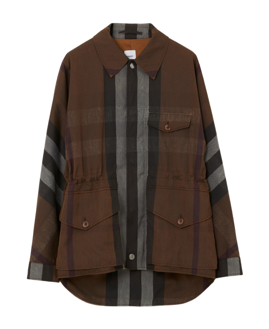 Burberry Washed Check Workwear Jacket In Black