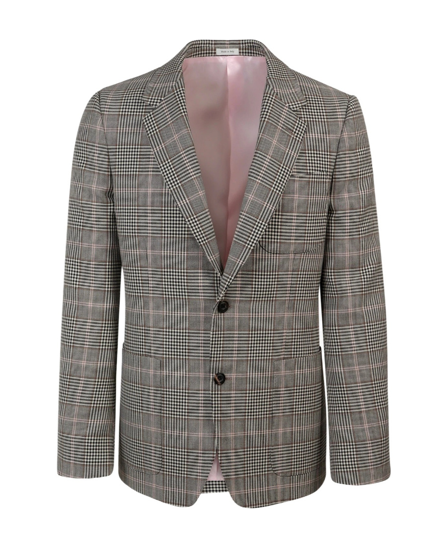 Alexander Mcqueen Checked Single-breasted Blazer In Gray