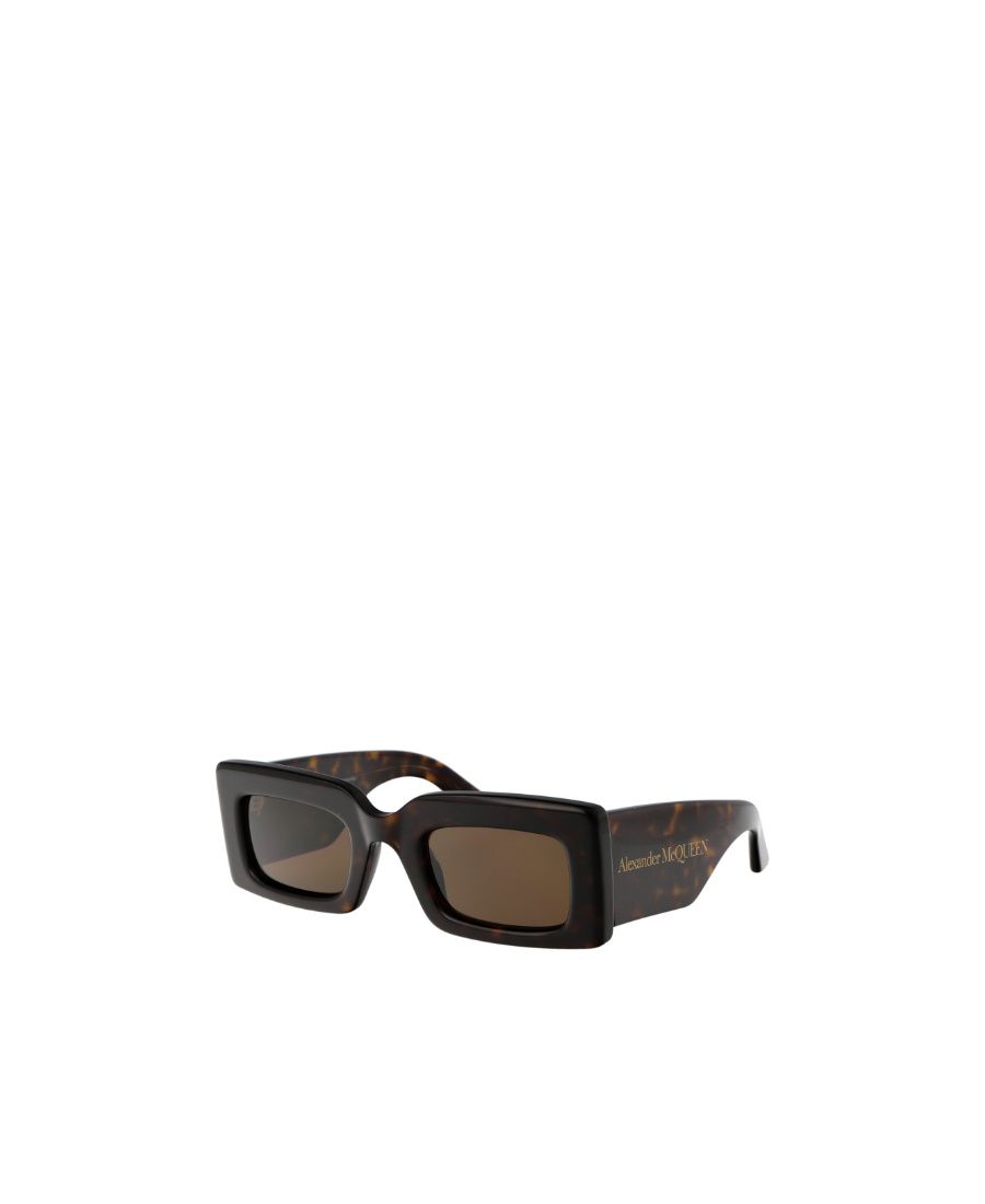 Alexander Mcqueen Bold Tortoiseshell Rectangle-frame Sunglasses In Black