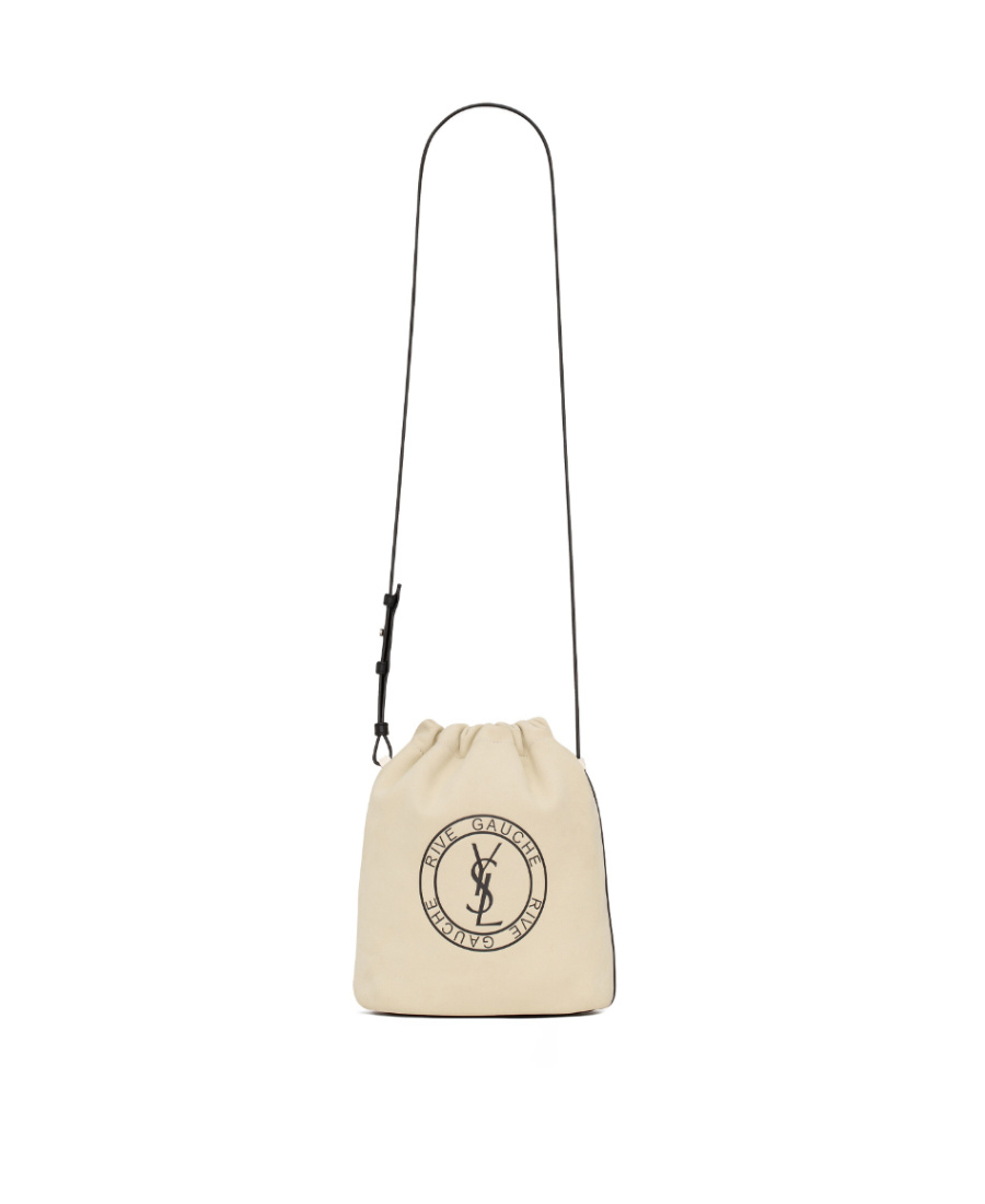 Saint Laurent Rive Gauche Leather Bucket Bag In Nude
