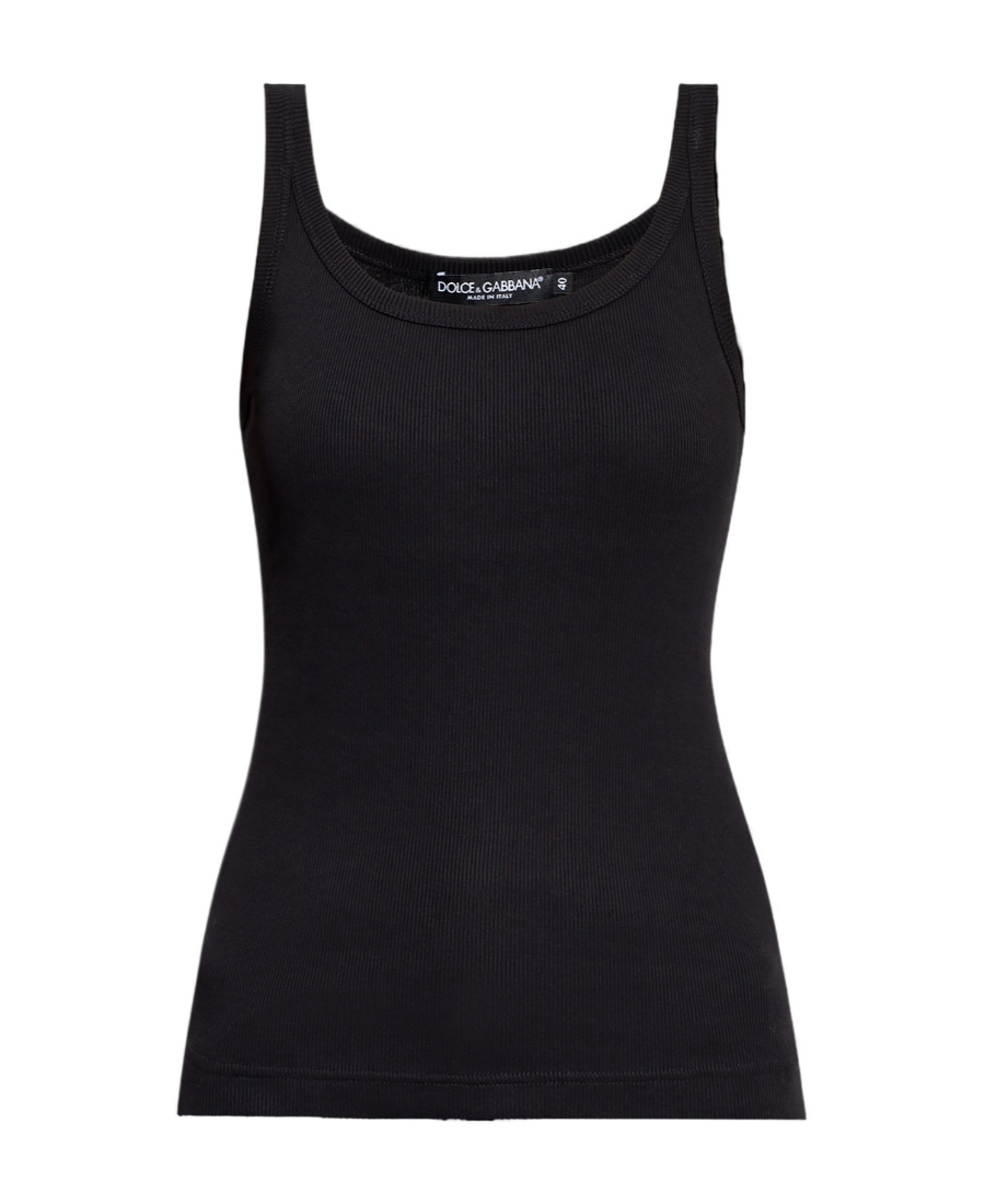 Dolce & Gabbana Ribbed Slim Black Tank Top In Black