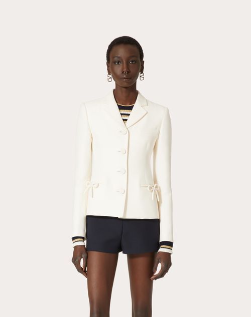 Valentino Crepe Couture Jacket Woman Ivory 38 In White
