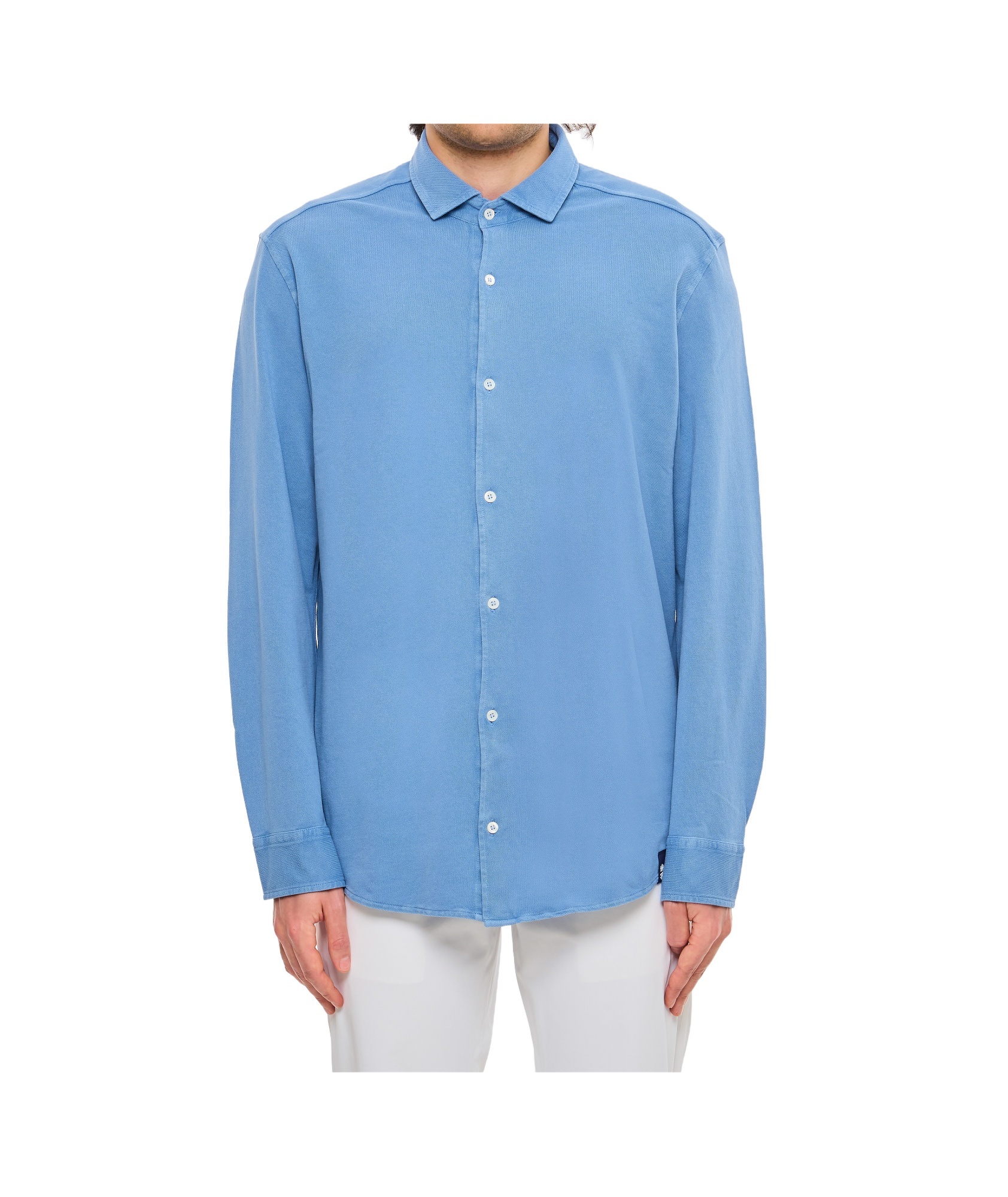 Drumohr Piquet Shirt In Sky Blue