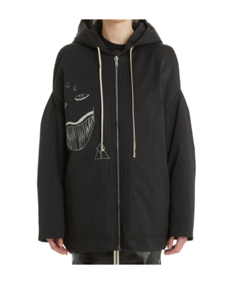Rick Owens Drkshdw Printed Pattern Leisure Coat In Black