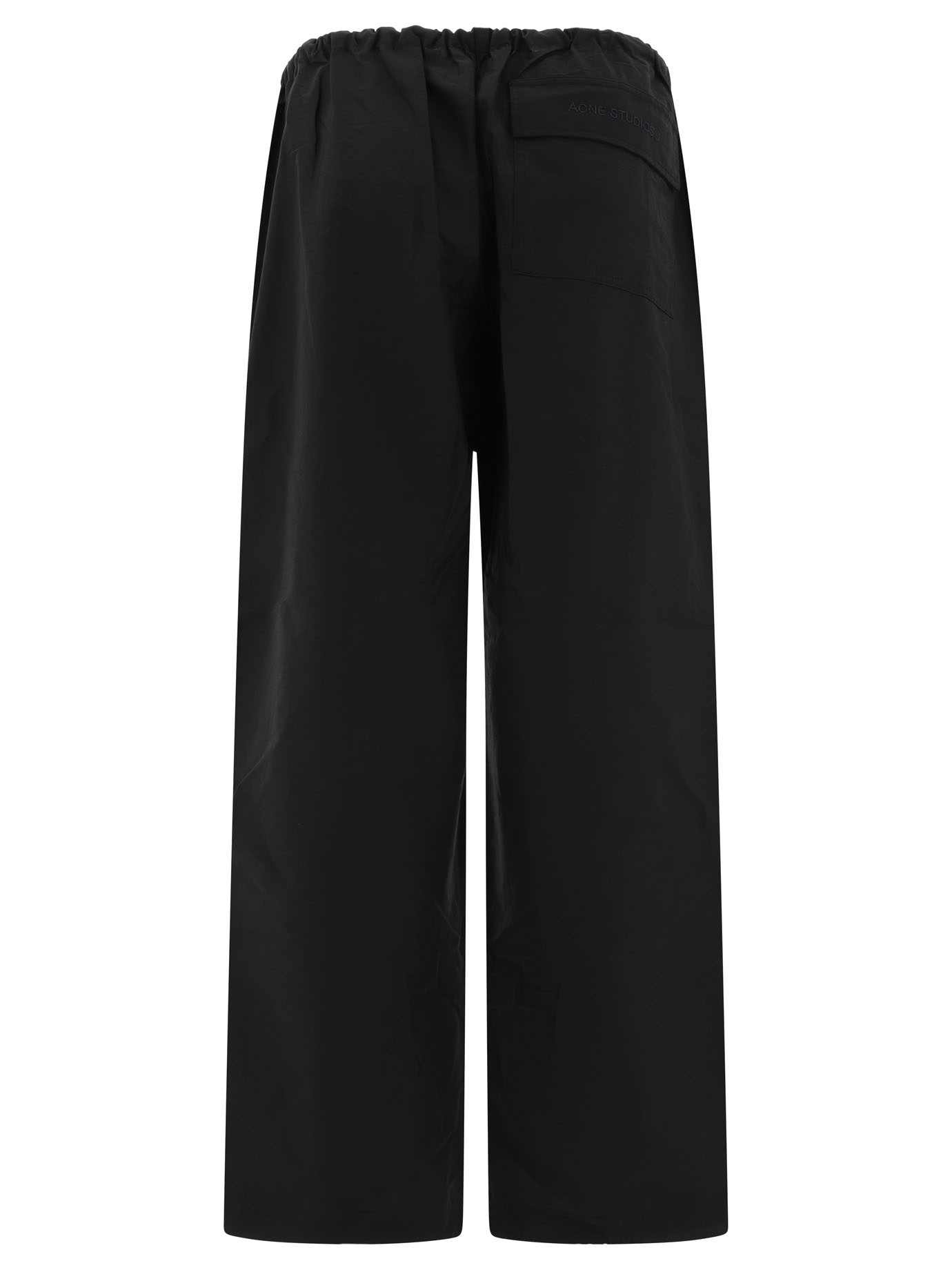 Acne Studios Embroidered-logo Wide-leg Trousers In Black