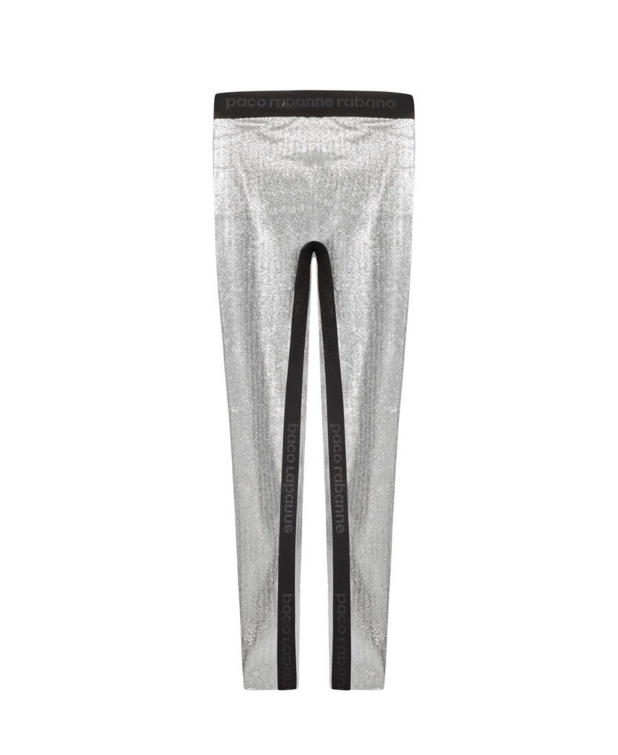 Rabanne Metallic Logo Waistband Leggings In White