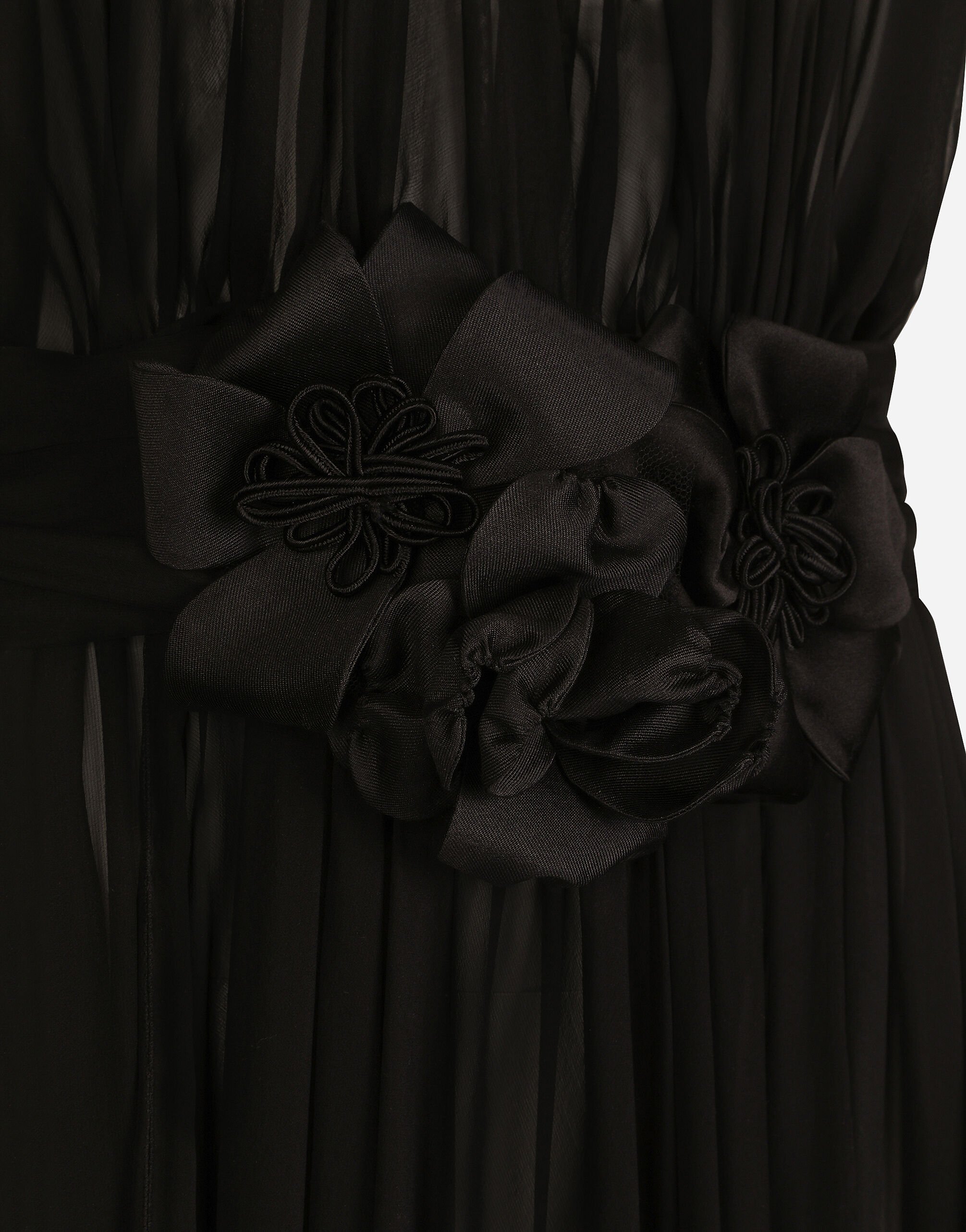 Dolce & Gabbana Long Chiffon Dress With Boning In Black