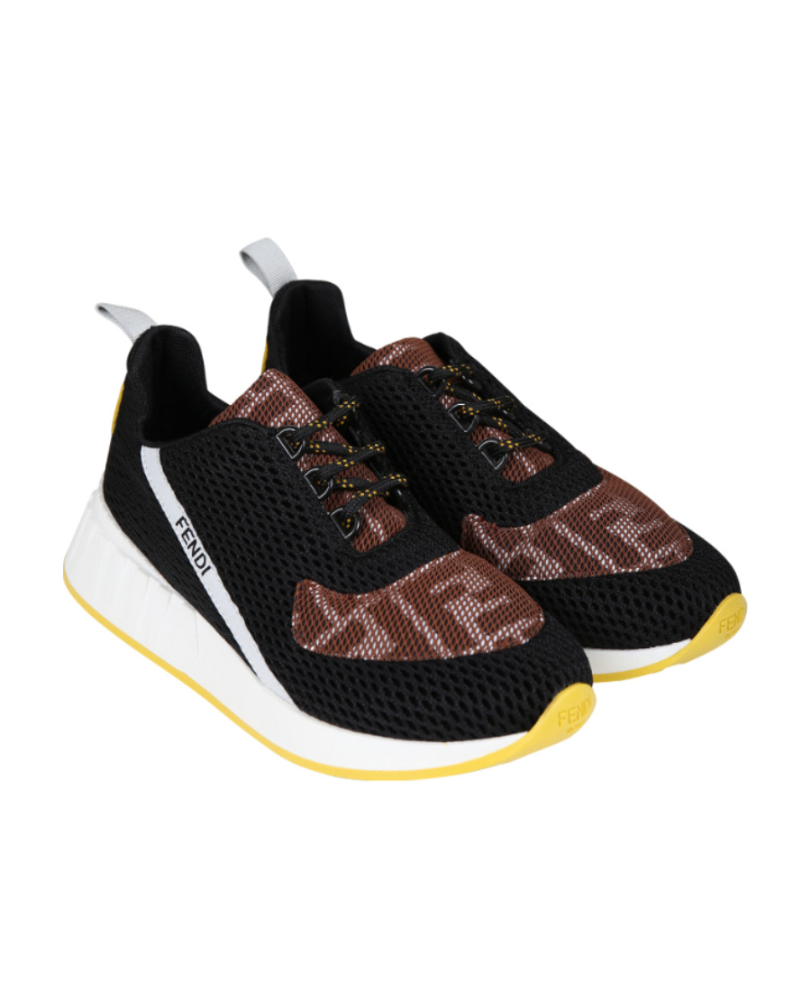 Fendi Ff-logo Print Low-top Sneakers In Black