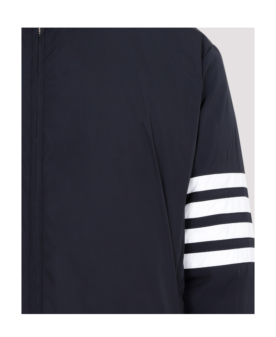 Thom Browne 4 Bar Reversible Neck Zip Up Jacket In Blue