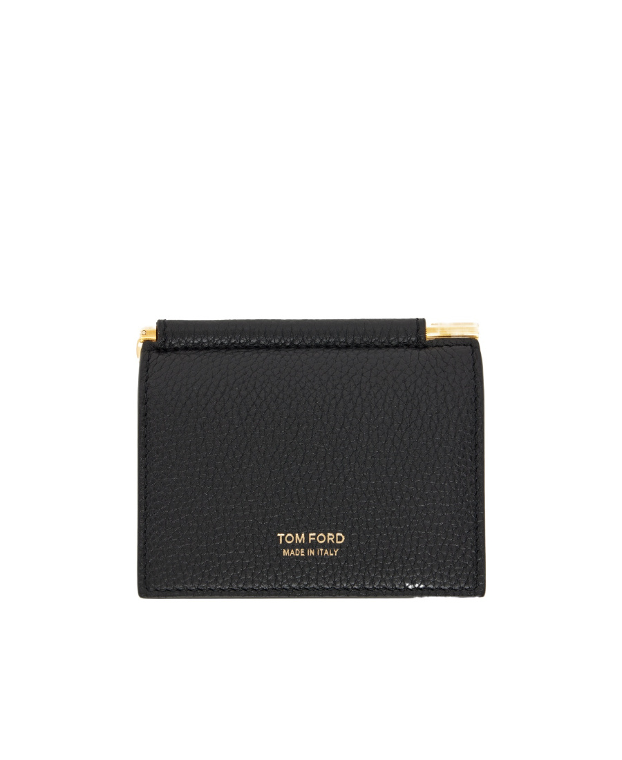 Tom Ford Logo-stamp Grained-leather Wallet In Black