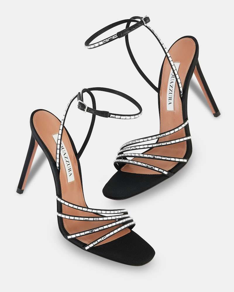 Aquazzura Embellished Fabric Mistica Sandals In Black