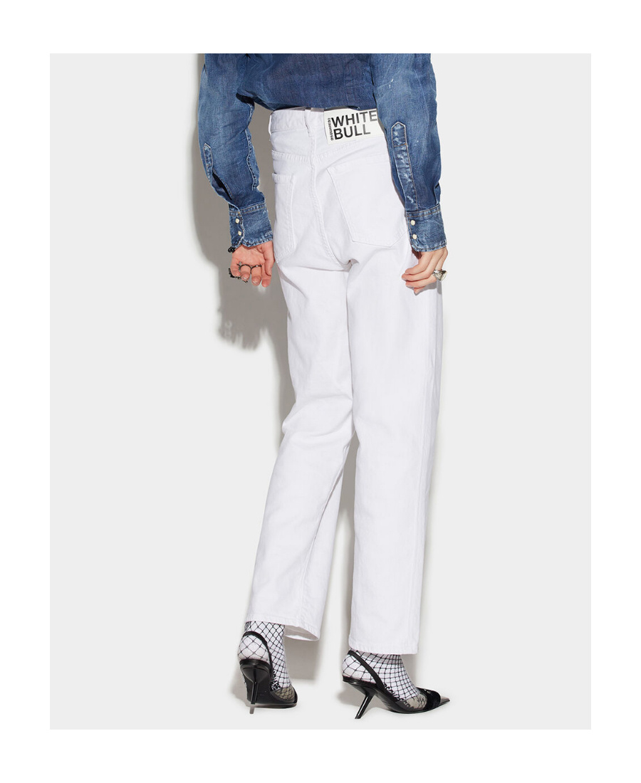Dsquared2 White Bull Straight-leg Jeans In White