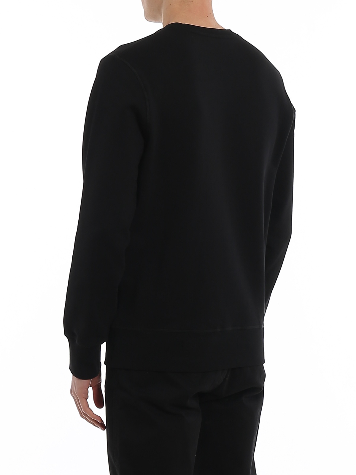 Alexander Mcqueen Round Collar Long Sleeve Sweater In Black