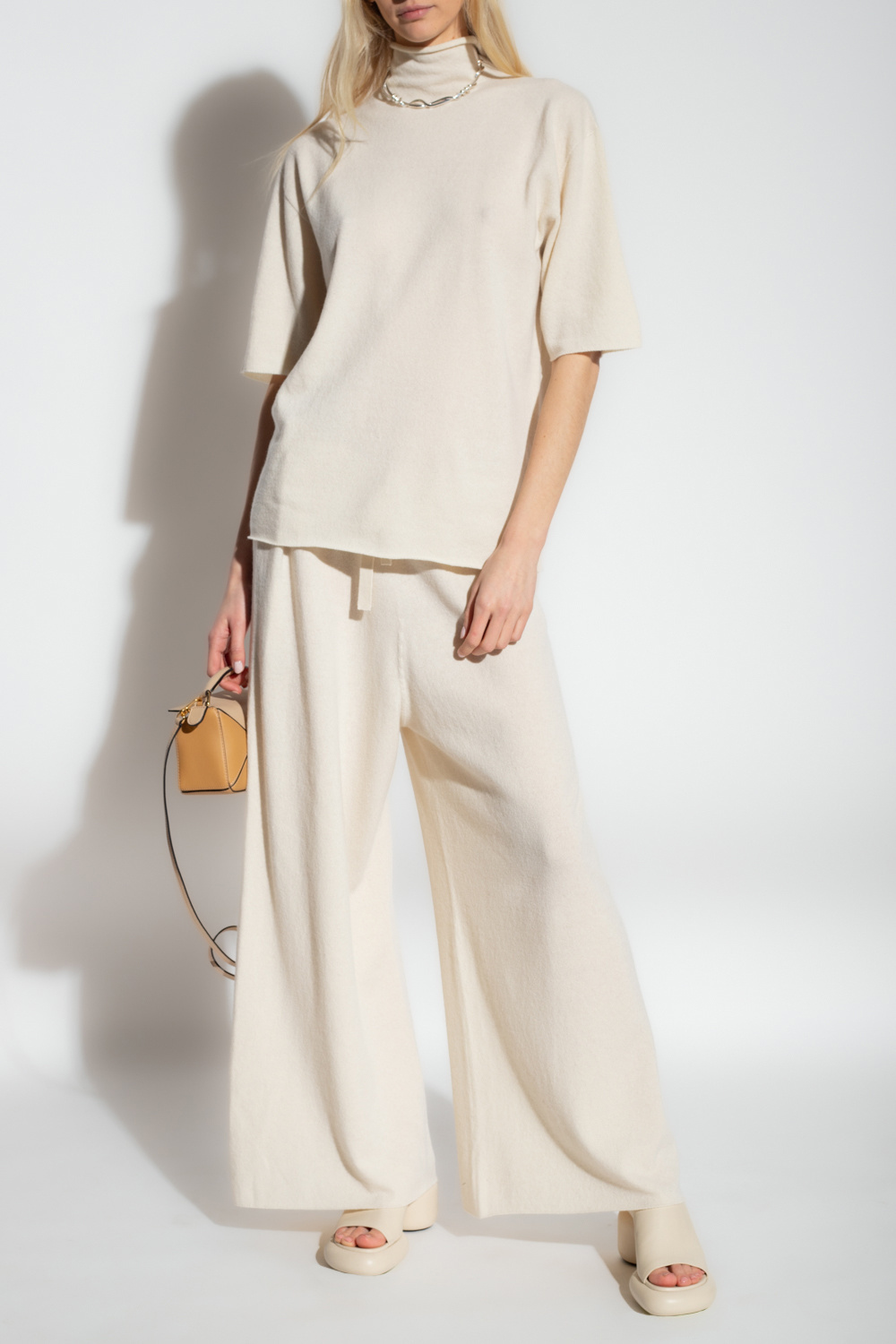 Jil Sander Cashmere Turtleneck Sweater In White