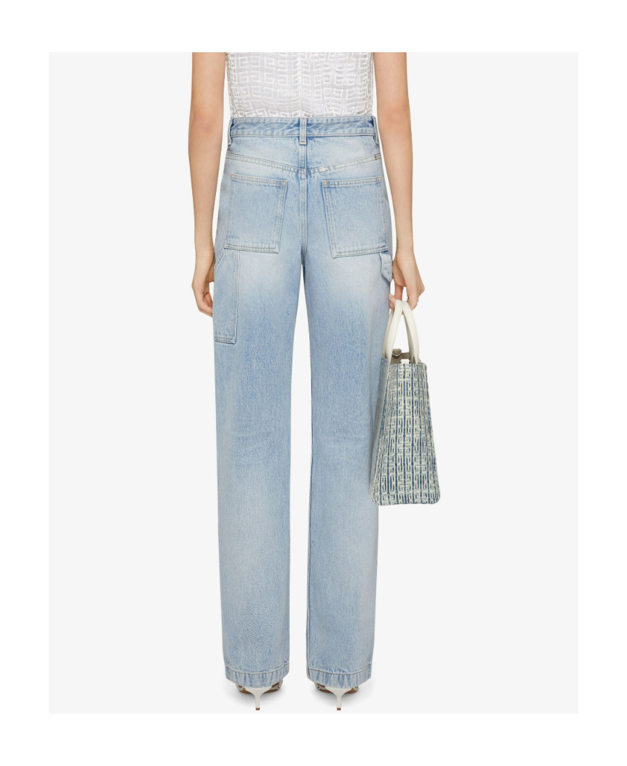 Givenchy Mixed Denim Oversized Jeans In Blue