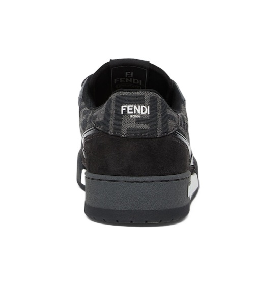 Fendi Low-top Round Toe Rubber Sole Sneakers In Black