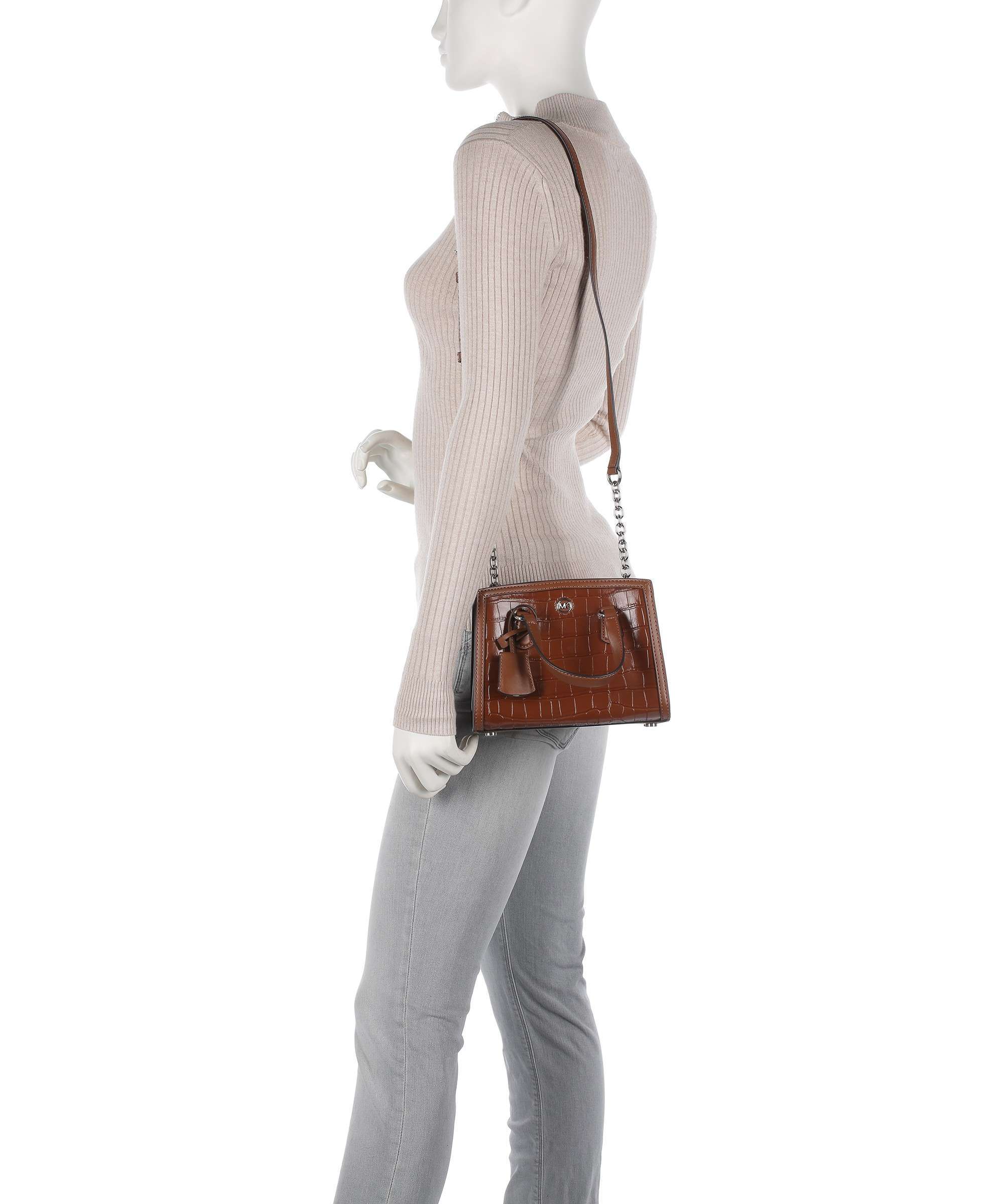 Michael Kors Crocodile-effect Logo-plaque Tote Bag In Brown